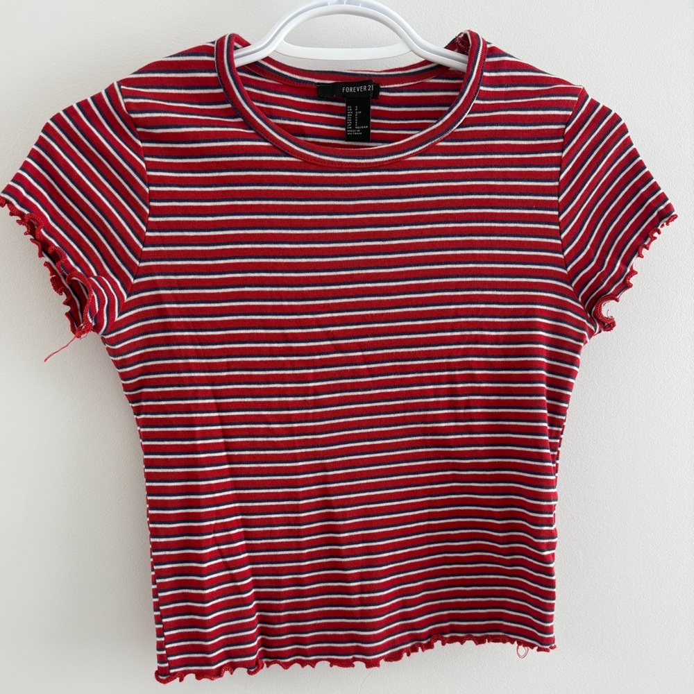 Forever 21 Striped Crop Top Tee Shirt - Small